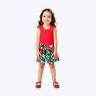 Conjunto Blusa Cropped Em Ribana E Shorts Meia Malha Melancia Infantil Menina Kyly 1001018 Vermelho