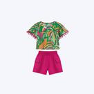 Conjunto Blusa Cropped Tropical e Shorts Moletom Juvenil Menina Nanai 6000305