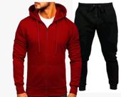 Conjunto Blusa De Frio Moletom De Zíper Casaco Com Capuz Masculino Feminino