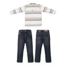 Conjunto Blusa e Calça Bebê Menino Algodão Listras Upi Uli