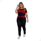 Conjunto Blusa E Calça Com Recortes Plus Size