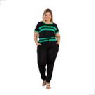 Conjunto Blusa E Calça Com Recortes Plus Size