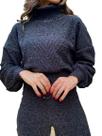 Conjunto Blusa e Calça de Tricô Manga Longa Tricot Quentinho Mousse Feminino Moda Outono/Inverno