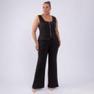 Conjunto blusa e calça plus size alfaiataria com bolso fem