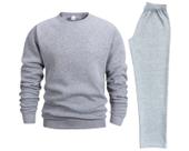 Conjunto blusa e calça sem bolsos e sem cordão em moletom flanelado cor cinza claro recomendado para visita em presidio