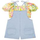 Conjunto Blusa e Jardineira curta Verão Menina Infanti Conjunto Blusa e Jardineira curta Verão Menina Infanti