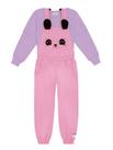 Conjunto Blusa E Jardineira Panda Lilás E Rosa Abrange