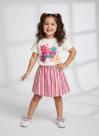 Conjunto Blusa E Saia Listrada Natural E Rosa Neon Abrange Conjunto Blusa E Saia Listrada Natural E Rosa Neon Abrange