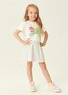 Conjunto Blusa E Saia Listrada Natural E Verde Neon Abrange