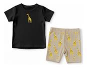 Conjunto Blusa E Short Infantil Desenho Girafa Fofa Conforto