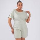 Conjunto blusa e short plus size alfaiataria fem