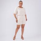 Conjunto blusa e short plus size linho alfaiataria fem