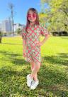 Conjunto Blusa e Shorts Grid Floral Animê