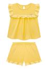 Conjunto Blusa e Shorts Moletinho e Babado Lesie Amarelo Somnii