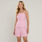Conjunto Blusa e Shorts Rosa Crepe Slub Miss Joy 8181-37 Cor:RosaTamanho:38