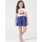 Conjunto Blusa e Shorts Twill Fever Azul Infantil Menina Kukiê