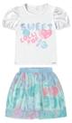 Conjunto blusa em crepe e saia de tule 3434 Conjunto blusa em crepe e saia de tule 3434