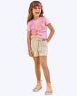 Conjunto Blusa em Meia Malha e Shorts em Moletom sem Pelúcia Infantil Feminino Infanti 83455