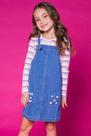 Conjunto Blusa em Ribana Canelada e Salopete em Jeans Bolso Pompom - Kukie