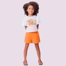 Conjunto Blusa Estampa Frutas em Algodão e Shorts Moletinho Laranja - Momi