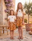 Conjunto Blusa Evasê e Saia Minnie Paisley com Laço Animê