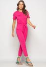 Conjunto Blusa Gola Redonda M/C e Jogger Recortes Malha Rosa Salvatore