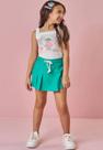 Conjunto Blusa Malha Power e Short Saia Blend Viscose Verde Kukiê