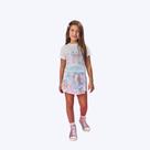 Conjunto Blusa Manga Curta Água Viva E Short Saia Molecotton Infantil Menina Mundo Cinti 12563 Verde