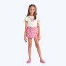 Conjunto Blusa Manga Curta Borboleta E Shorts-Saia Infantil Menina Brandili 26621 Natural