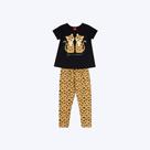 Conjunto Blusa Manga Curta E Calça Legging Animal Print Infantil Menina Kyly 1001014 Branco