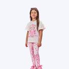 Conjunto Blusa Manga Curta E Calça Legging Ursinha Pom Pom Infantil Menina Mundo Cinti 12583 Natural