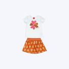 Conjunto Blusa Manga Curta E Saia Corações Infantil Menina Kyly 1001020 Azul Marinho
