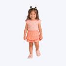 Conjunto Blusa Manga Curta E Shorts-Saia De Babadinho Infantil Menina Brandili 26589 Natural Conjunto Blusa Manga Curta E Shorts-Saia De Babadinho Infantil Menina Brandili 26589 Natural