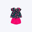 Conjunto Blusa Manga Curta Limões E Shorts Moletinho Infantil Menina Kyly 1000988 Branco