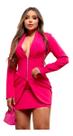 Conjunto Blusa Manga Longa Com Decote E Saia Curta