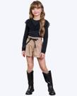 Conjunto Blusa Manga Longa Cotton e Shorts em Linho Santorine com Elastano Infantil Feminina Infanti 92350