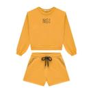 Conjunto Blusa Manga Longa Cropped e Short Moletinho Nina Go