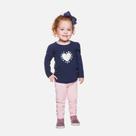 Conjunto Blusa Manga Longa E Calça Legging Cotton Infantil Menina Have Fun 29409 Azul Marinho