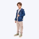 Conjunto Blusa Manga Longa Listrada com Casaco Jeans e Calça Moletom Infantil Menino Vigat 3014