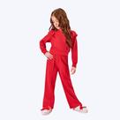 Conjunto Blusa Moletom Babado e Wide Leg Vermelho Infantil Menina Mundo Cinti 12402
