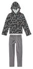 Conjunto Blusa Moletom Felpada e Legging - Cinza e Preto - Malwee