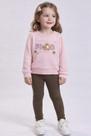 Conjunto Blusa Moletom rosa Legging marrom Kukiê Menina -