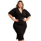 Conjunto Blusa Morcego + Saia Midi Modeladora Canelada Lápis Feminino
