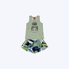 Conjunto Blusa Regata E Shorts Soltinho Estampado Infantil Menina Kyly P1001035 Rosa