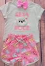 CONJUNTO BLUSA SEJA DOCE/SHORTS URSINHOS JACA LELE Verde