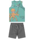 Conjunto(blusa+short) infantil masculino/menino vida marinha