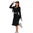 Conjunto Blusa Top Manga Longa e Saia Cintura Alta Ajustada