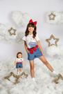 Conjunto Blusa Urso com Shorts Chambray- Meninas e Bonecas