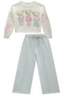 Conjunto Blusão Boxy Calça Wide Leg Moletom Menina Kukiê Conjunto Blusão Boxy Calça Wide Leg Moletom Menina Kukiê