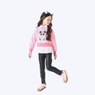 Conjunto Blusão Boxy Em Moletom E Calça Legging material sintético Infantil Menina Mundo Cinti 12372 Rosa